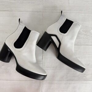 Ecco Shape Sculpted Motion 55 Chelsea Heel Boots Women Size EU 37 US 6-6.5 White